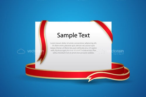 Elegant White Card with Red and Gold Ribbon and Sample Text